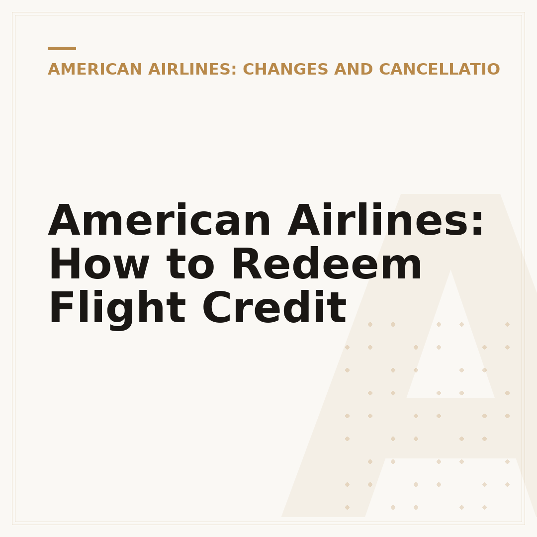 American Airlines: How to Redeem Flight Credit