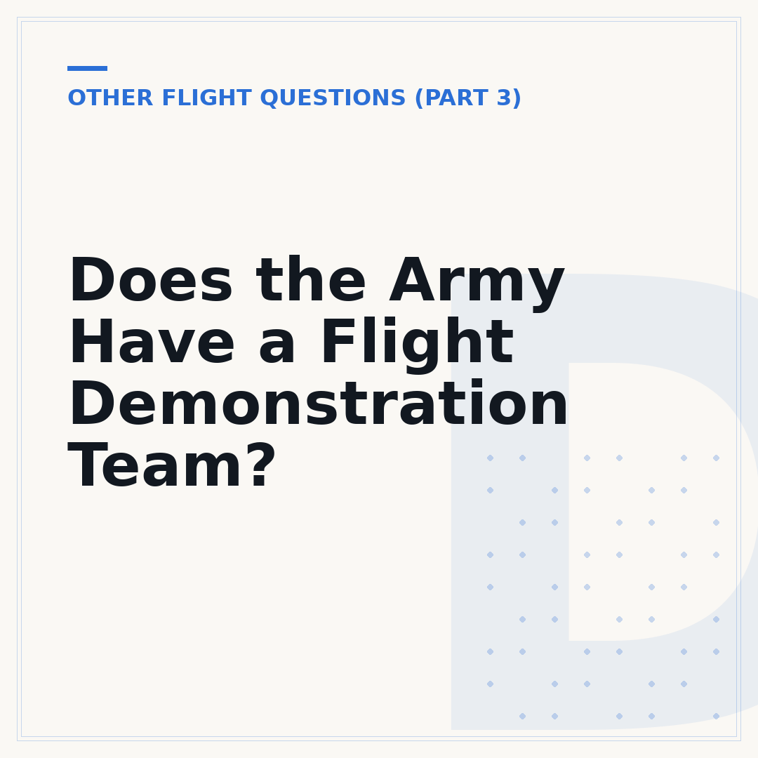 Does the Army Have a Flight Demonstration Team?