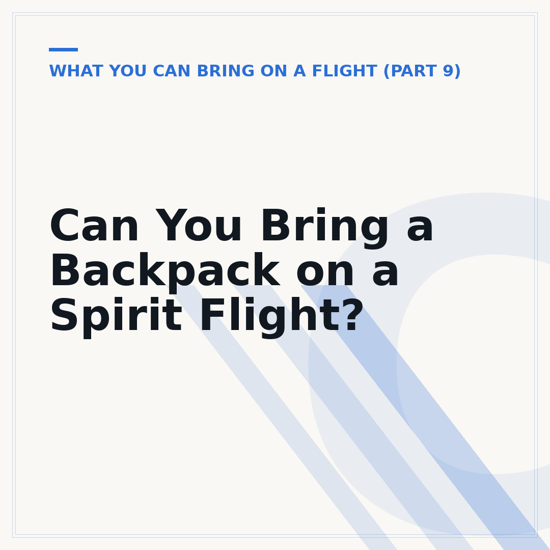 Can You Bring a Backpack on a Spirit Flight?