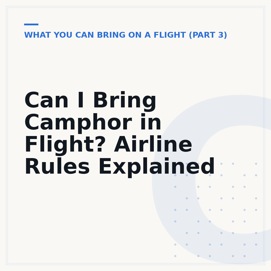 Can I Bring Camphor in Flight? Airline Rules Explained