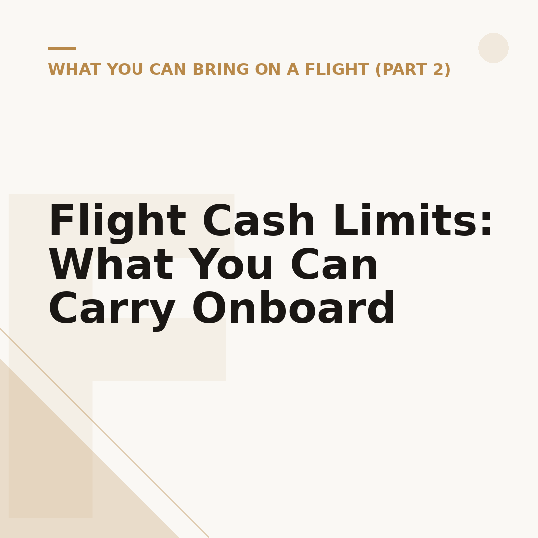 Flight Cash Limits: What You Can Carry Onboard