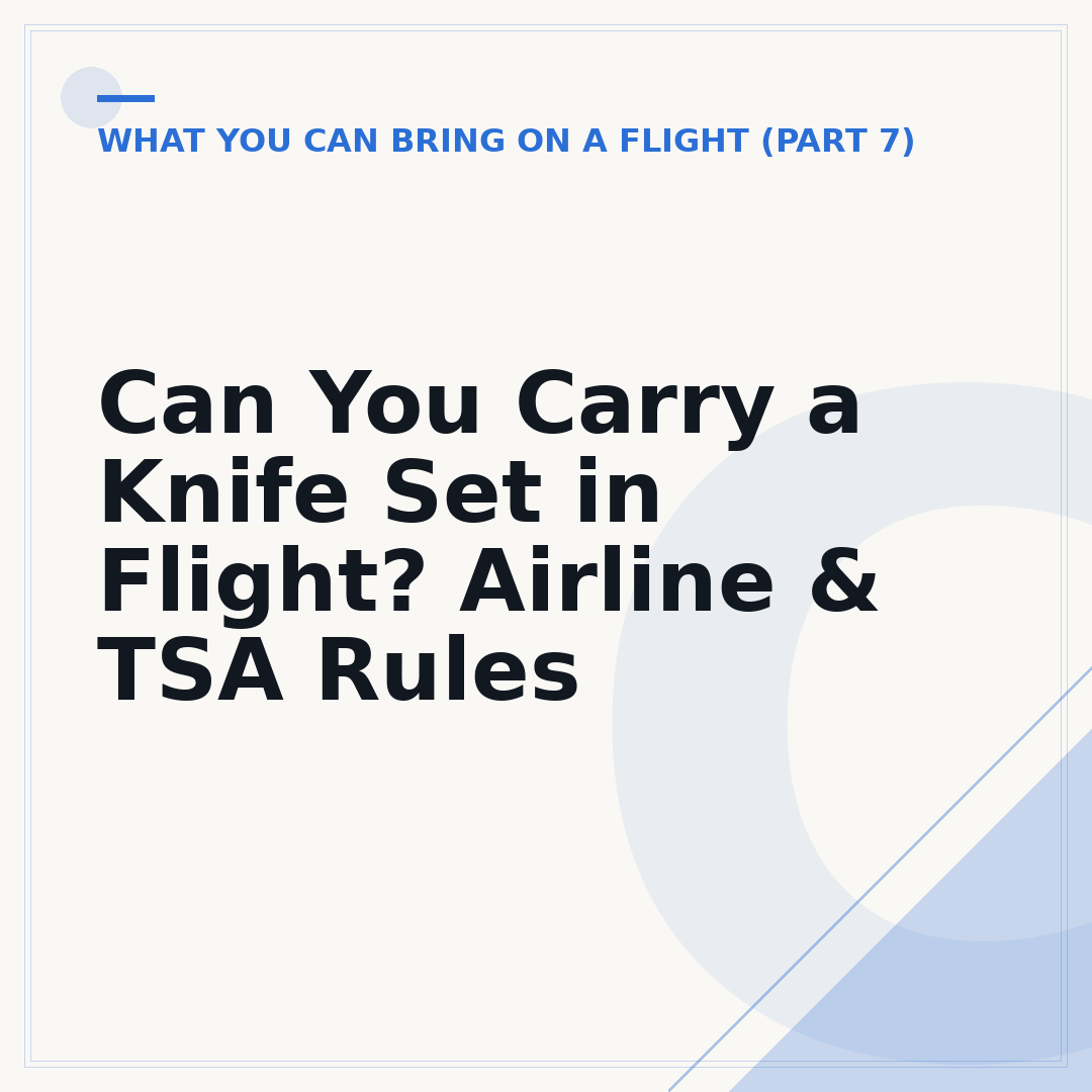Can You Carry a Knife Set in Flight? Airline & TSA Rules