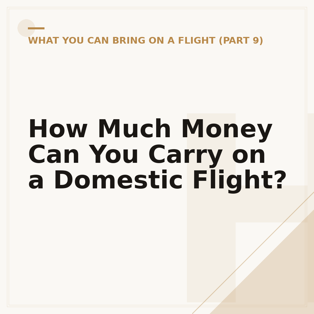 How Much Money Can You Carry on a Domestic Flight?