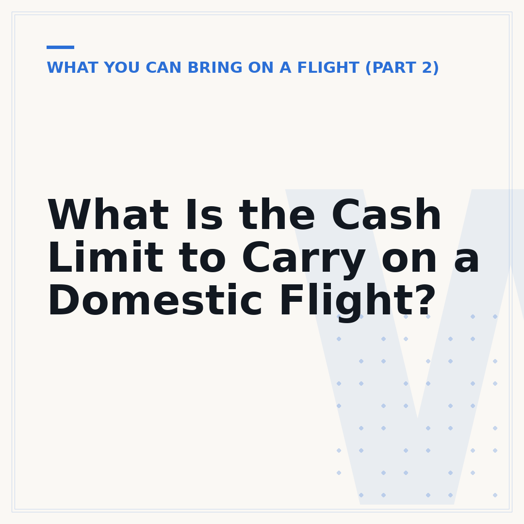What Is the Cash Limit to Carry on a Domestic Flight?