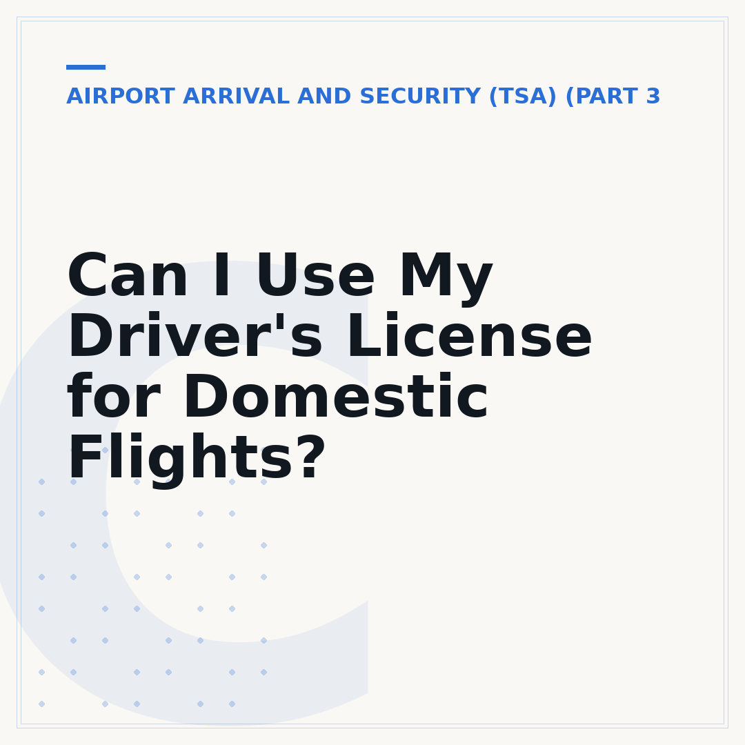 Can I Use My Driver's License for Domestic Flights?