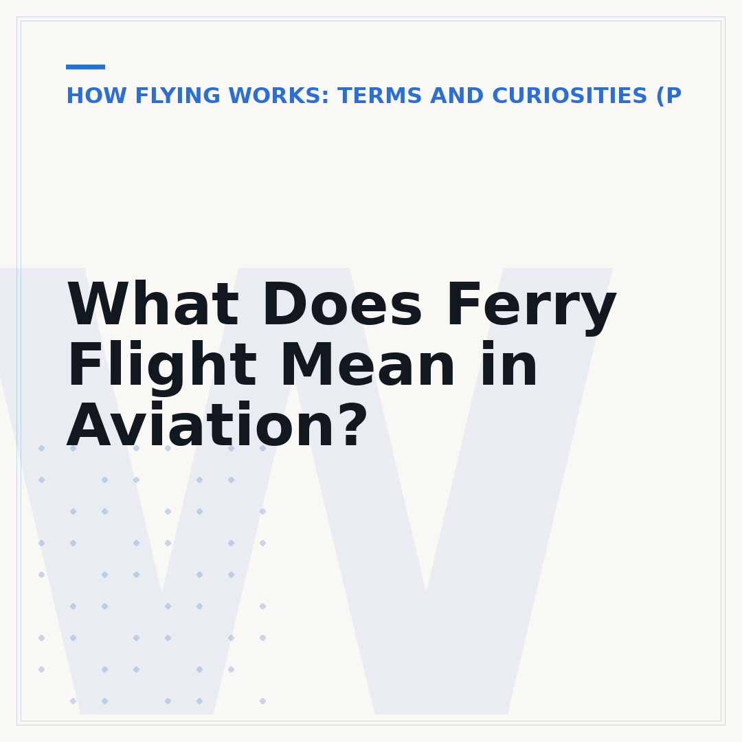 What Does Ferry Flight Mean in Aviation?