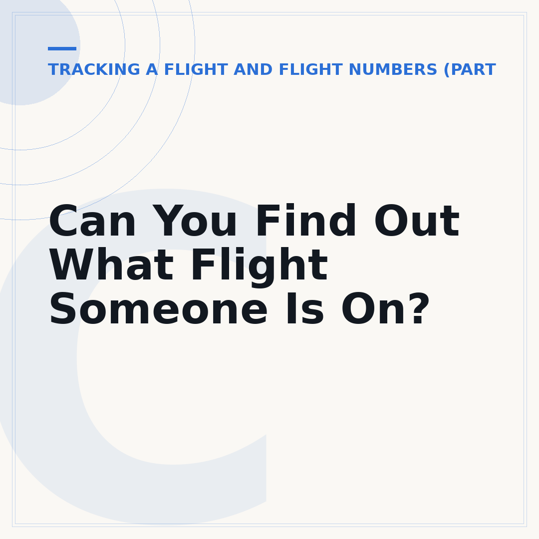 Can You Find Out What Flight Someone Is On?