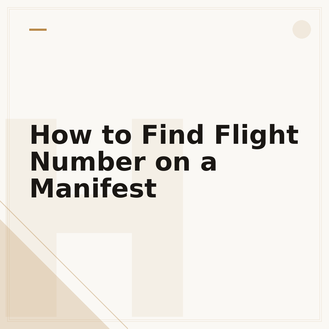 How to Find Flight Number on a Manifest