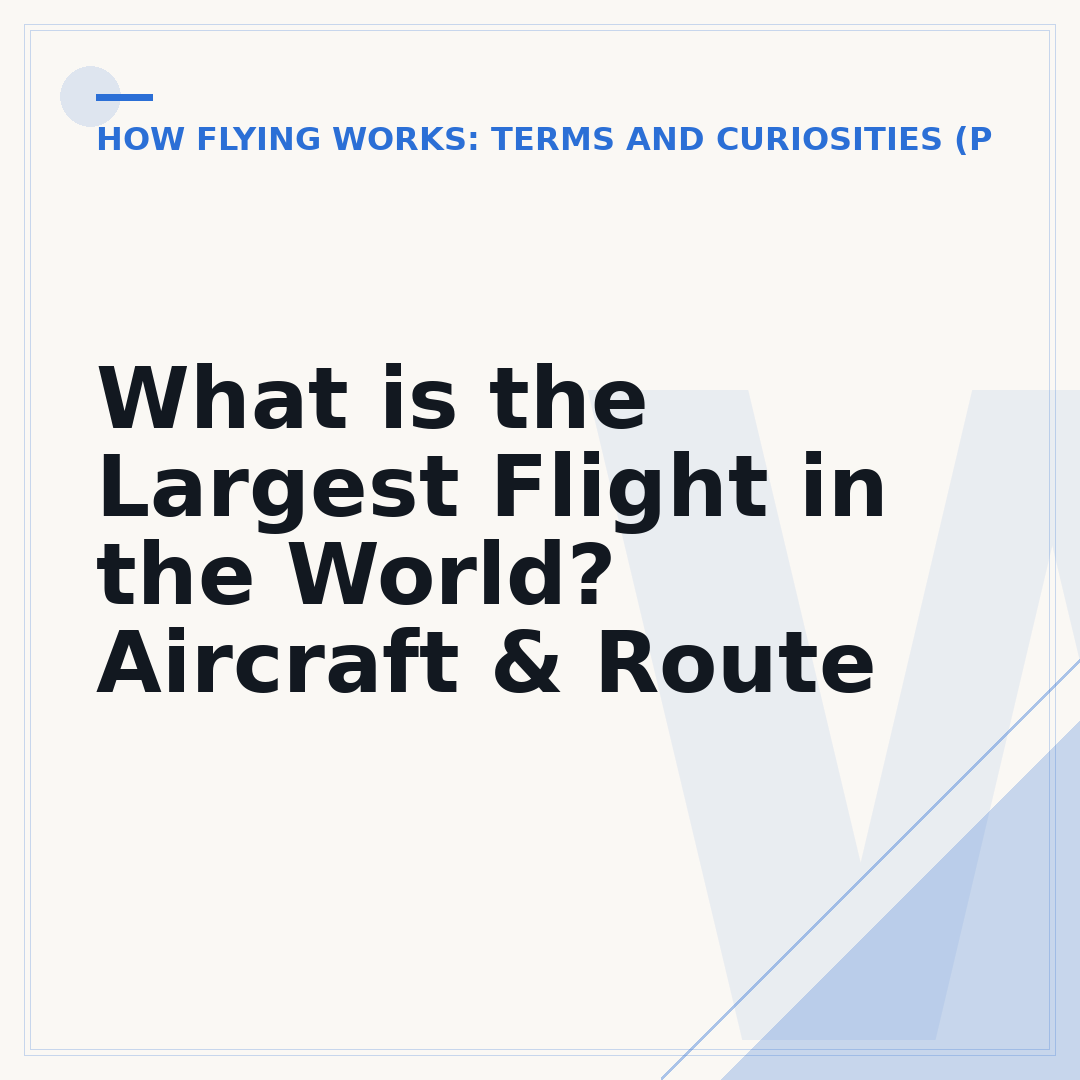 What is the Largest Flight in the World? Aircraft & Route