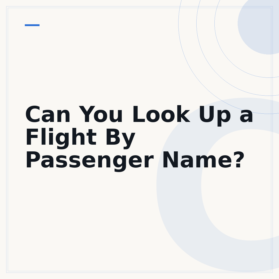 Can You Look Up a Flight By Passenger Name?