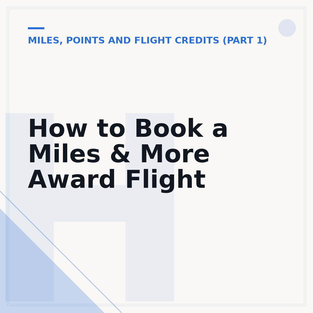 How to Book a Miles & More Award Flight