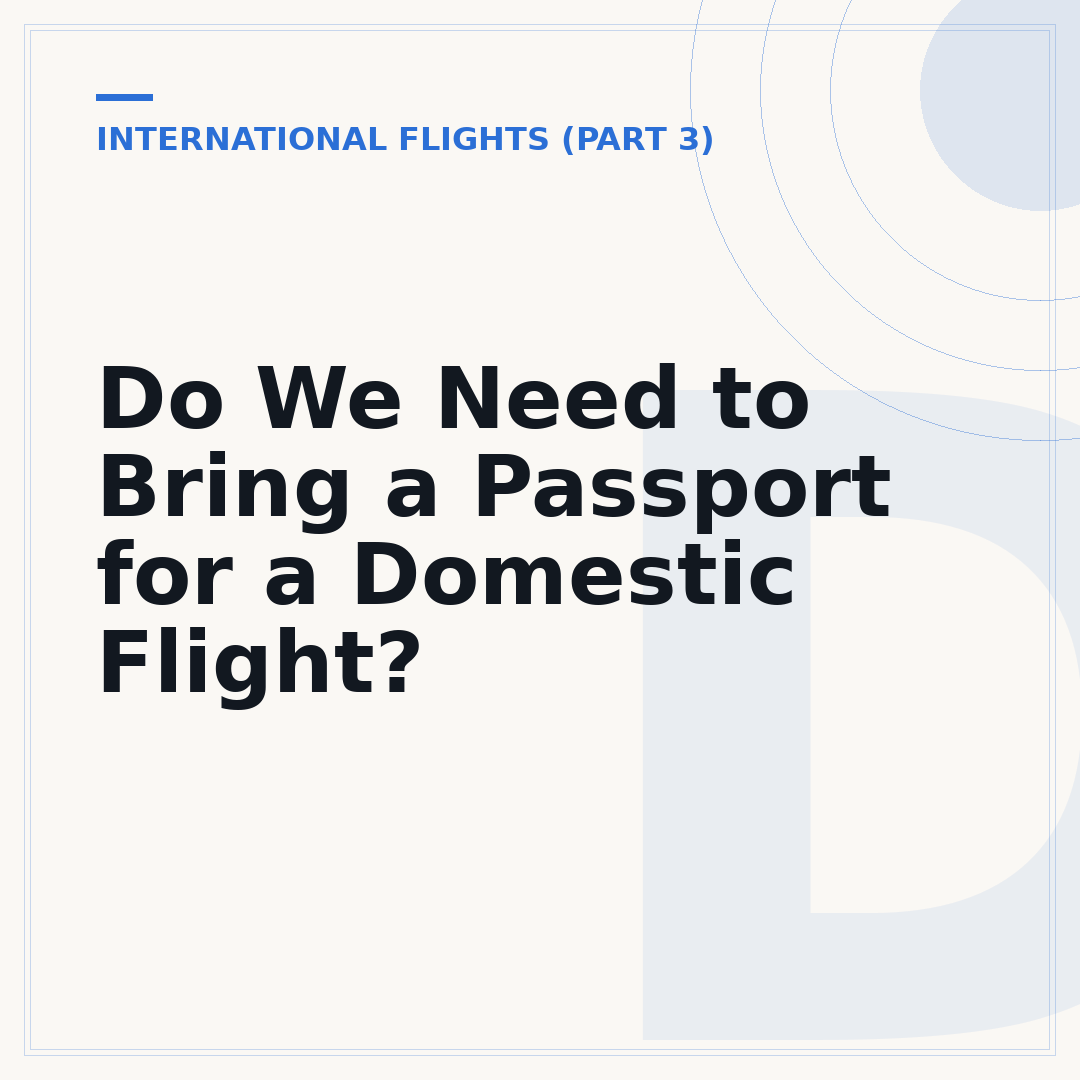 Do We Need to Bring a Passport for a Domestic Flight?