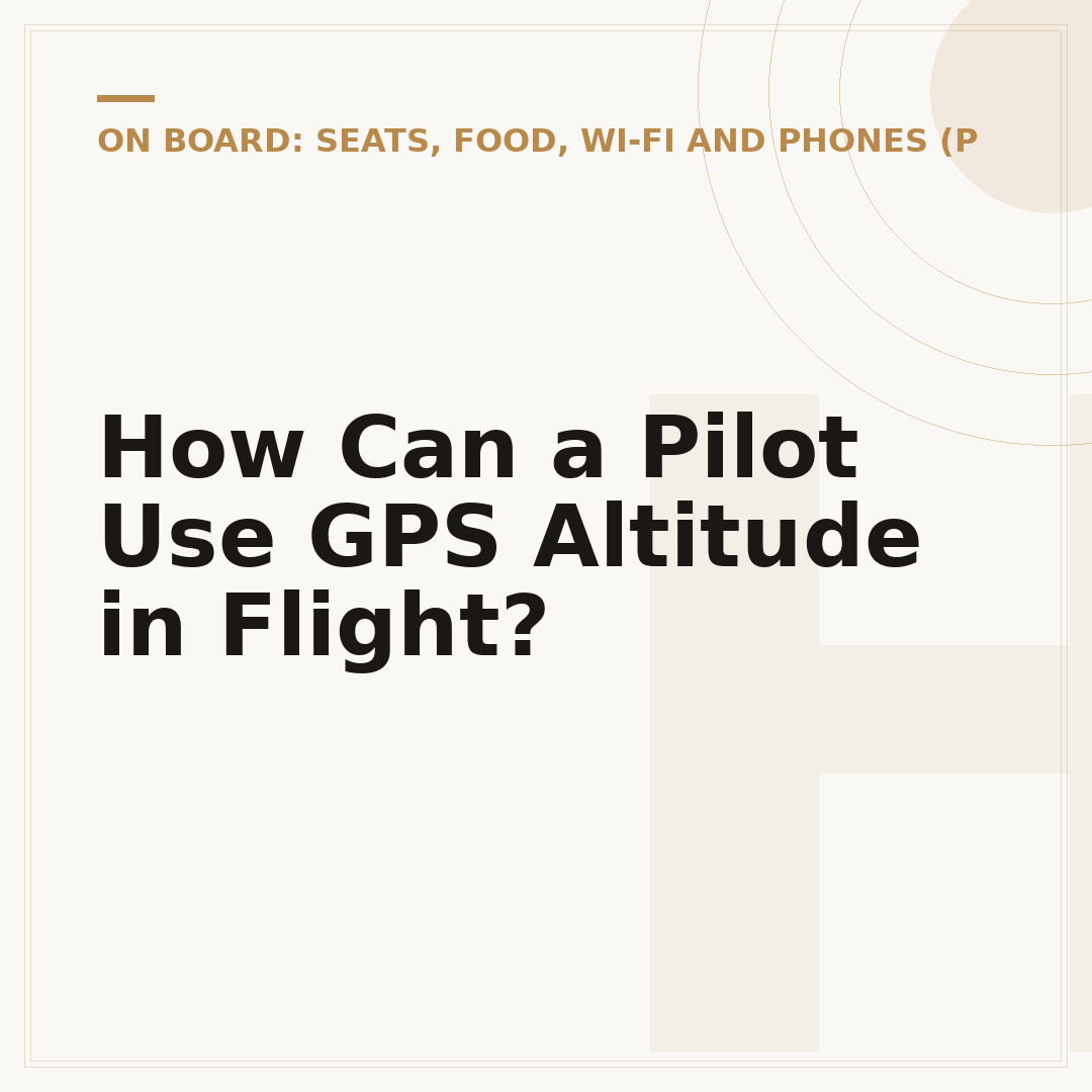 How Can a Pilot Use GPS Altitude in Flight?