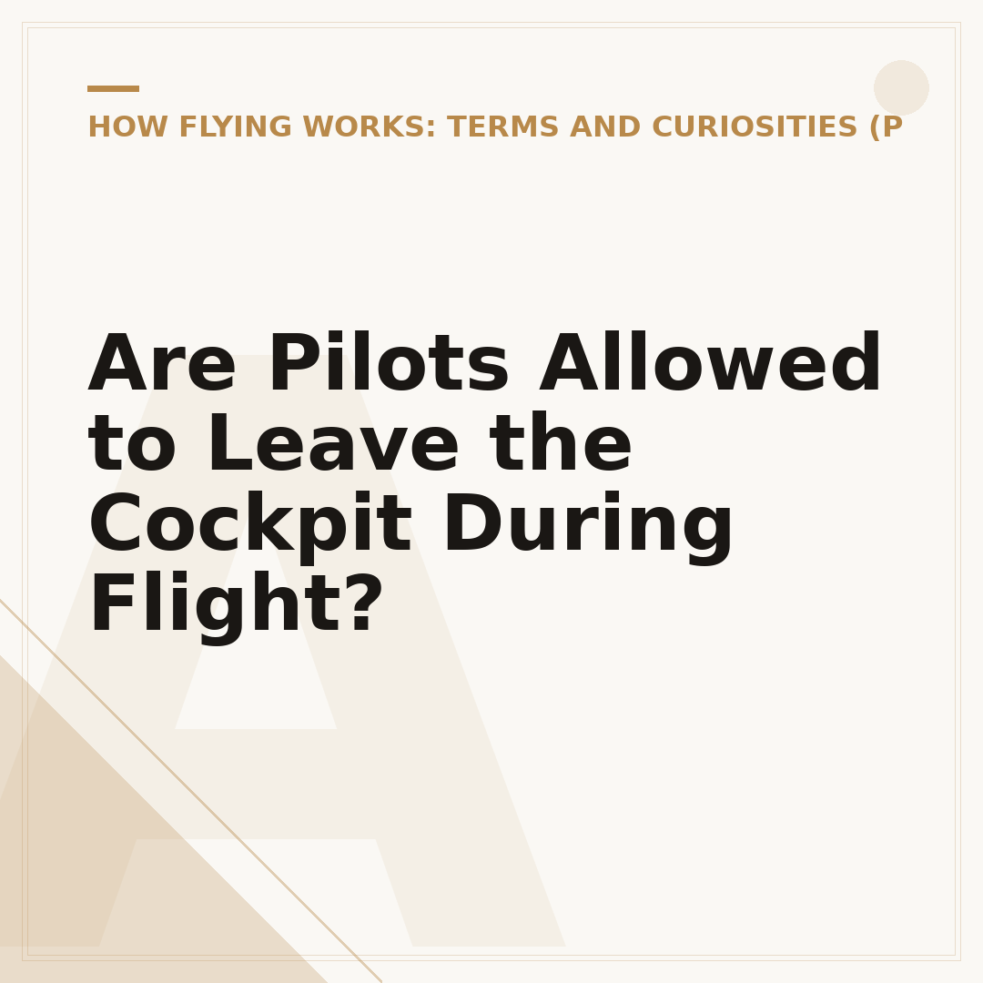 Are Pilots Allowed to Leave the Cockpit During Flight?