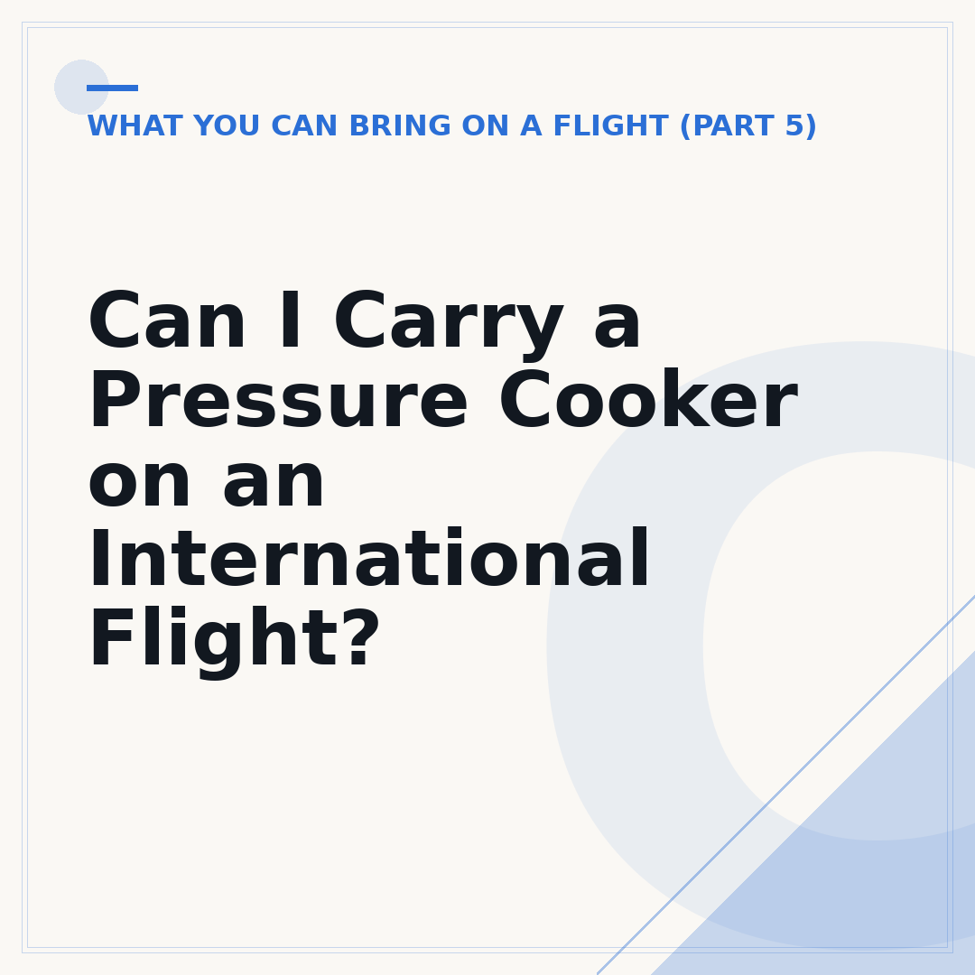Can I Carry a Pressure Cooker on an International Flight?
