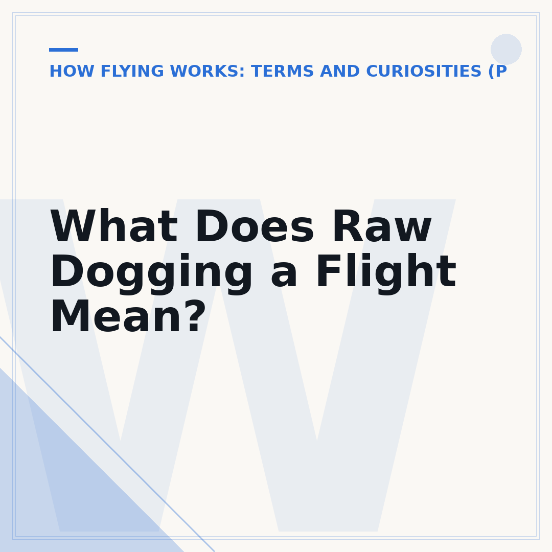 What Does Raw Dogging a Flight Mean?