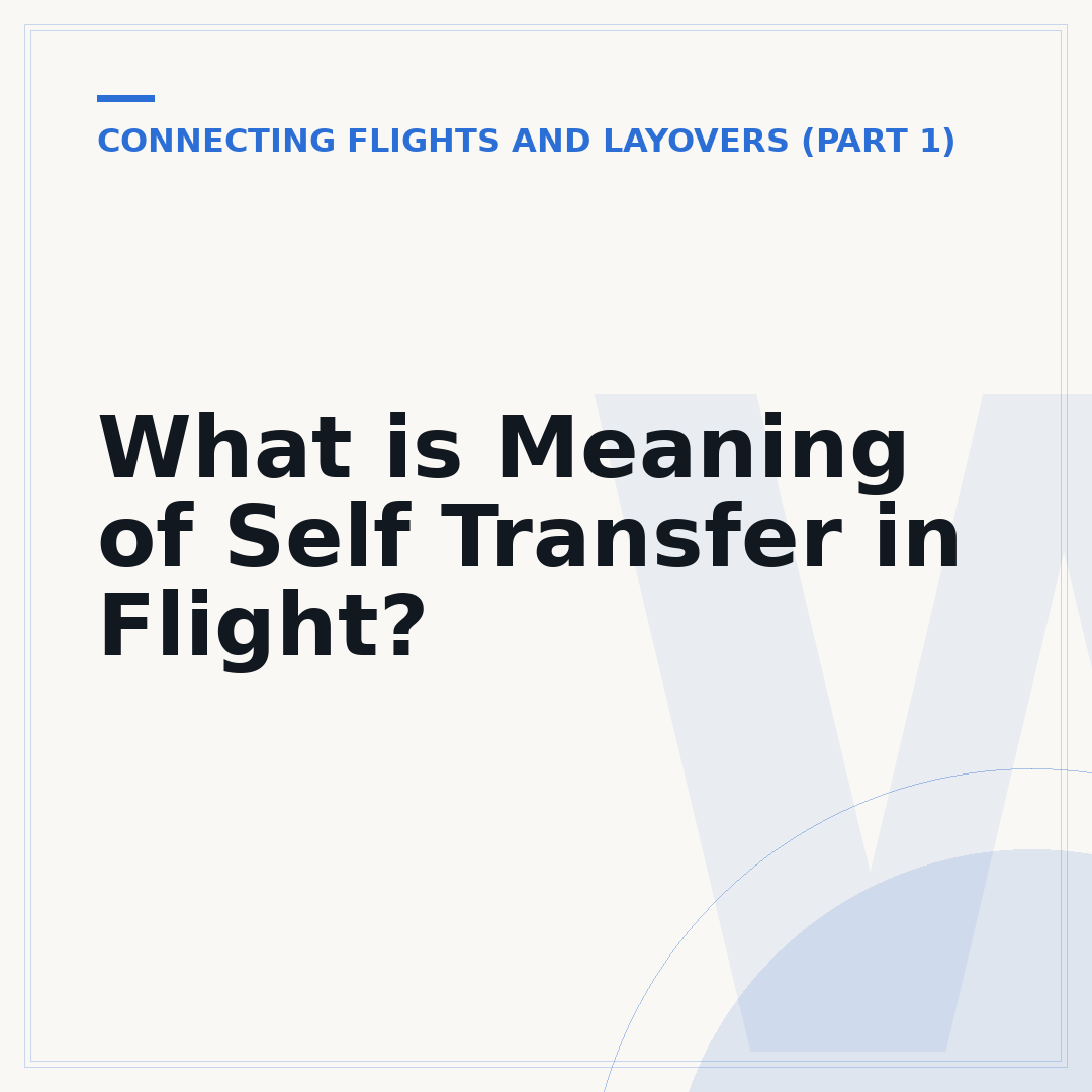 What is Meaning of Self Transfer in Flight?