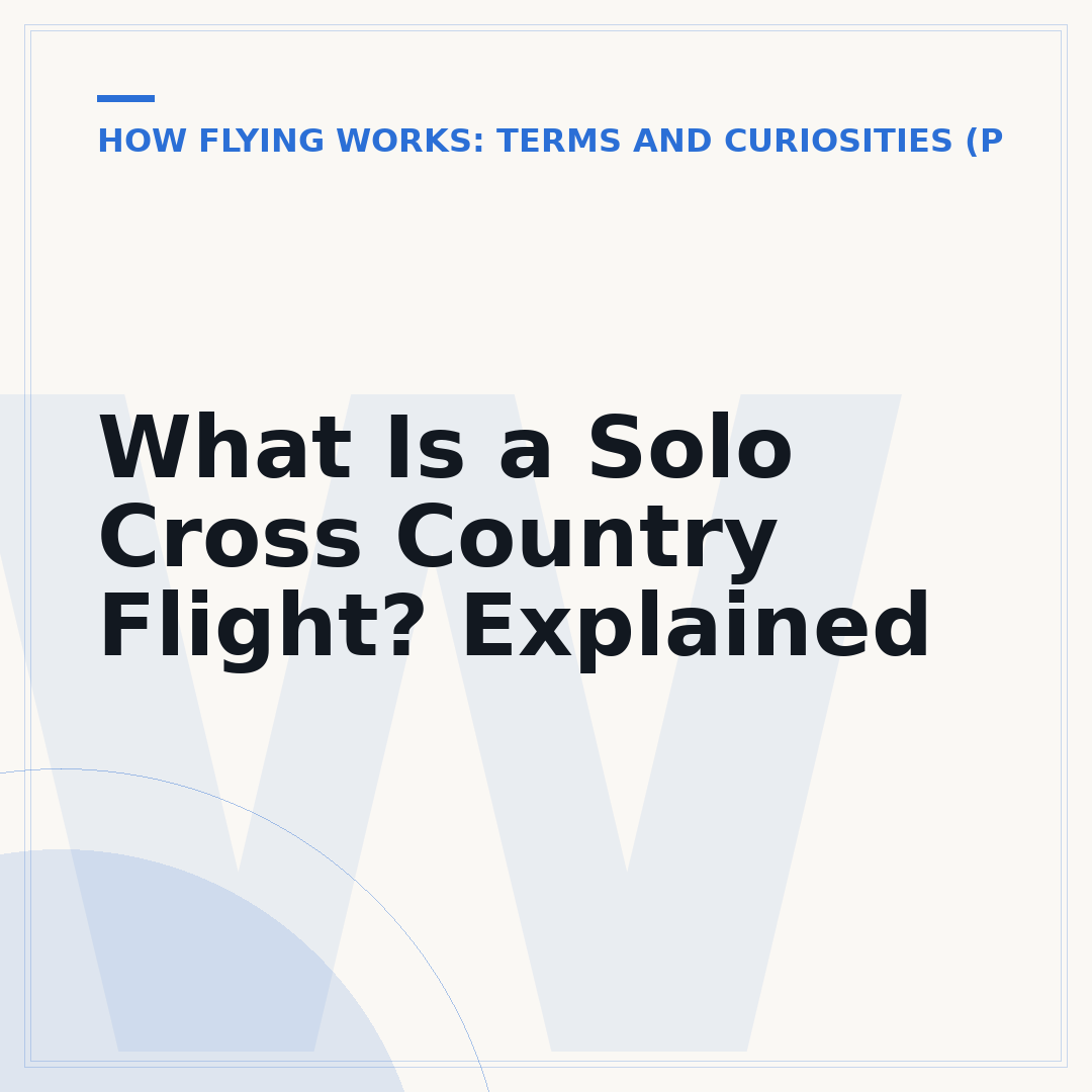 What Is a Solo Cross Country Flight? Explained