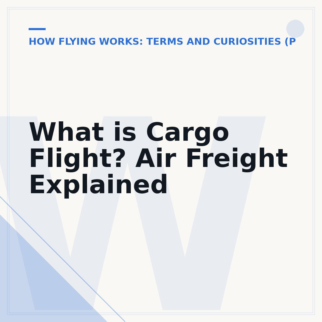 What is Cargo Flight? Air Freight Explained