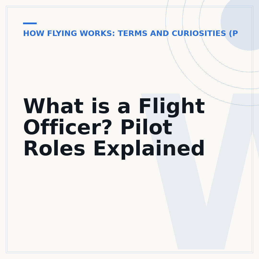 What is a Flight Officer? Pilot Roles Explained