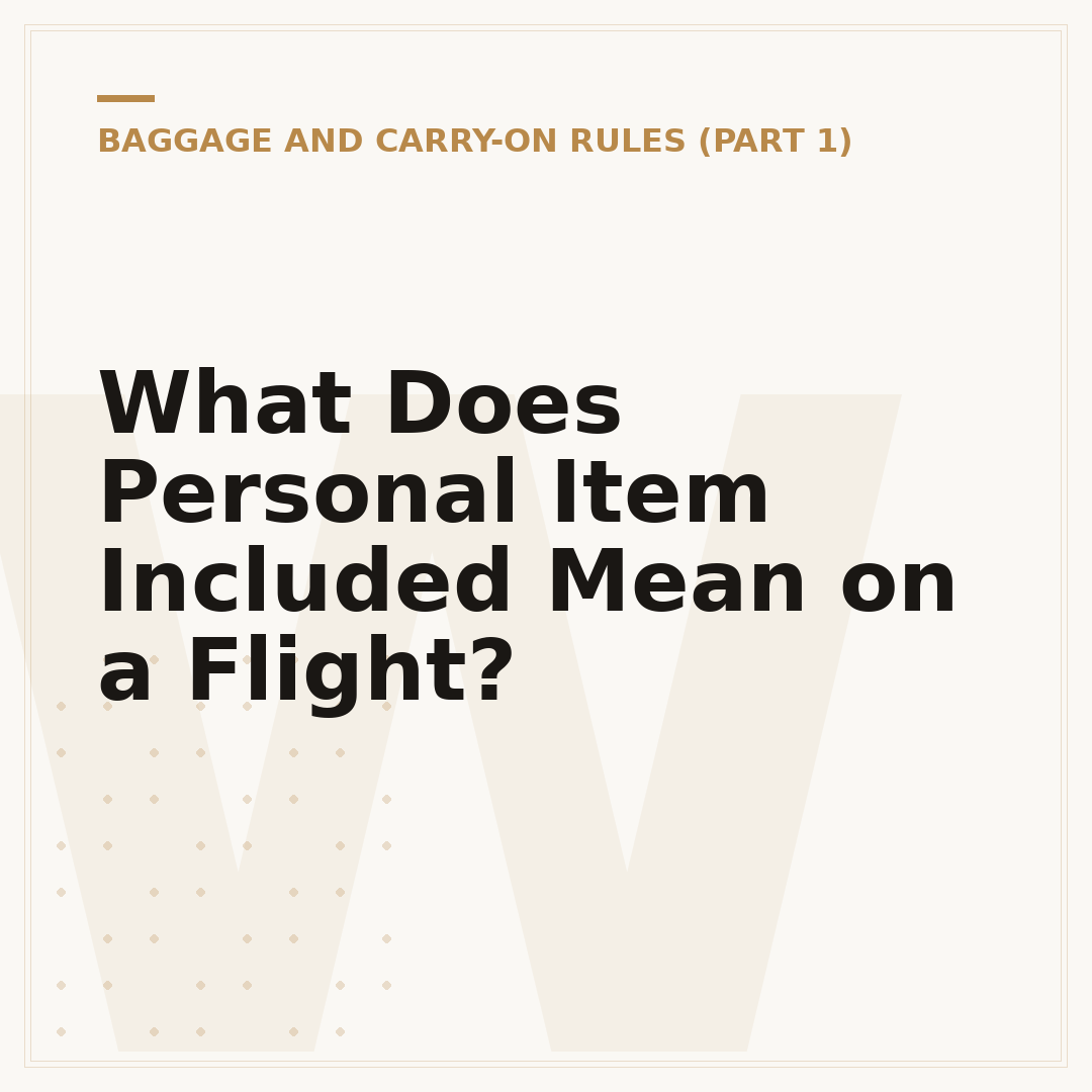 What Does Personal Item Included Mean on a Flight?